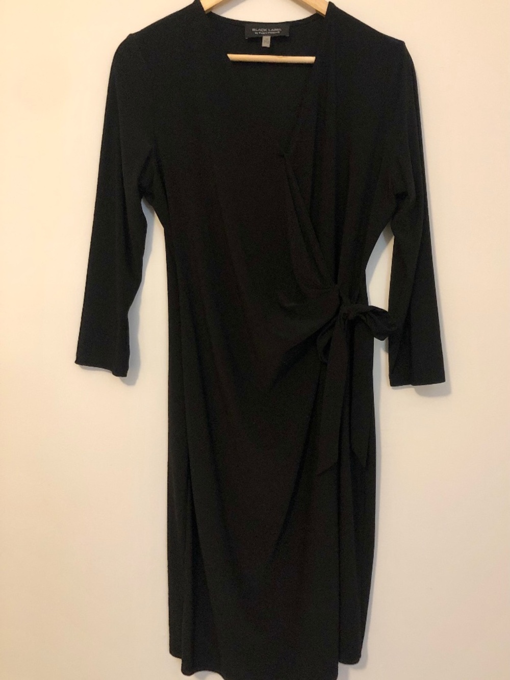 Black Label Evan Picone Black Crossover Cocktail Midi Dress Size 10
